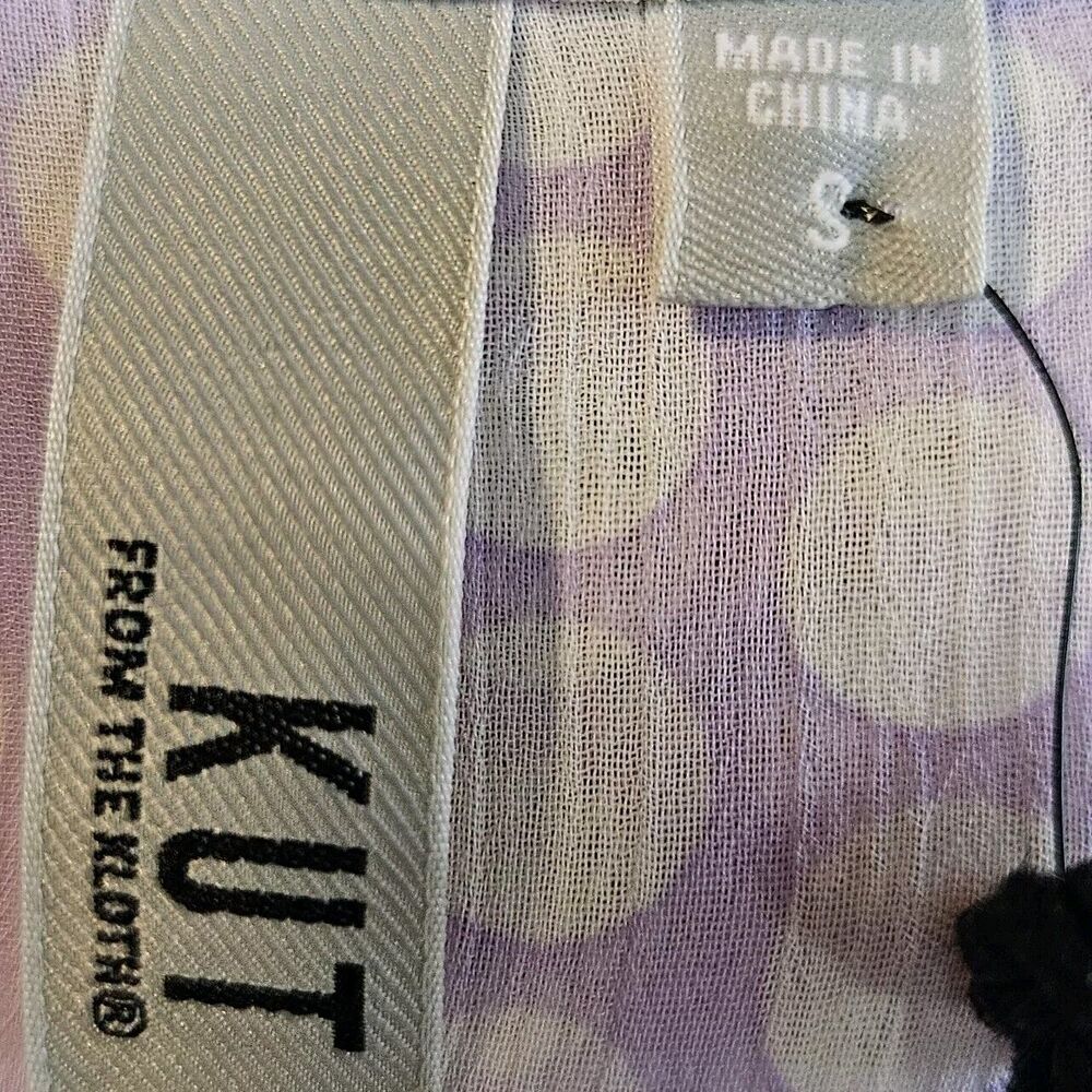Kut From The Kloth Women’s Semi Sheer Blouse Size S Lavender Long Sleeve Top NWT - Picture 7 of 7